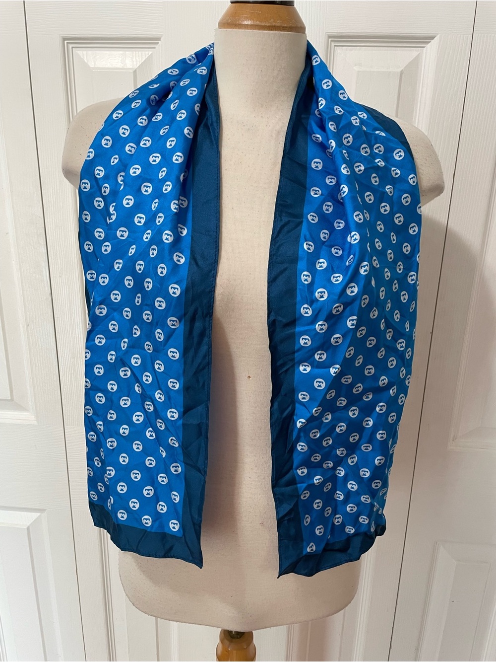 Symmetry Blue Polka Medallion Satin Scarf